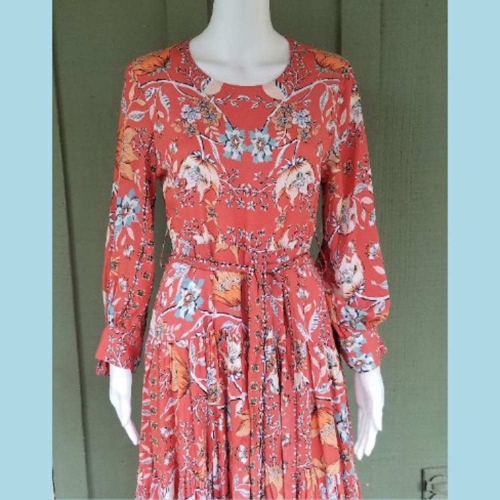 New JAASE Coral Floral Hi Low Hem Dress S - Picture 2 of 5